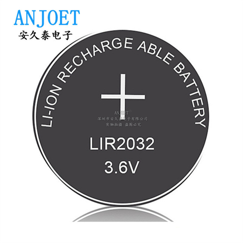 แบตเตอรี่ปุ่ม LIR2032 แบตเตอรี่ลิเธียมไอออนแบบชาร์จไฟได้ 3.6V สามารถเปลี่ยน CR2032 ด้วยการชาร์จซ้ำ