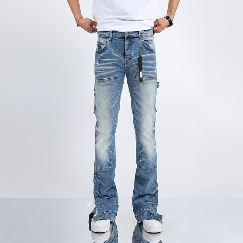 Amiri jeans กางเกงยีนขายาว ผ้ายืด ทรงสลิม สีฟ้า สําหรับผู้ชาย MX1
