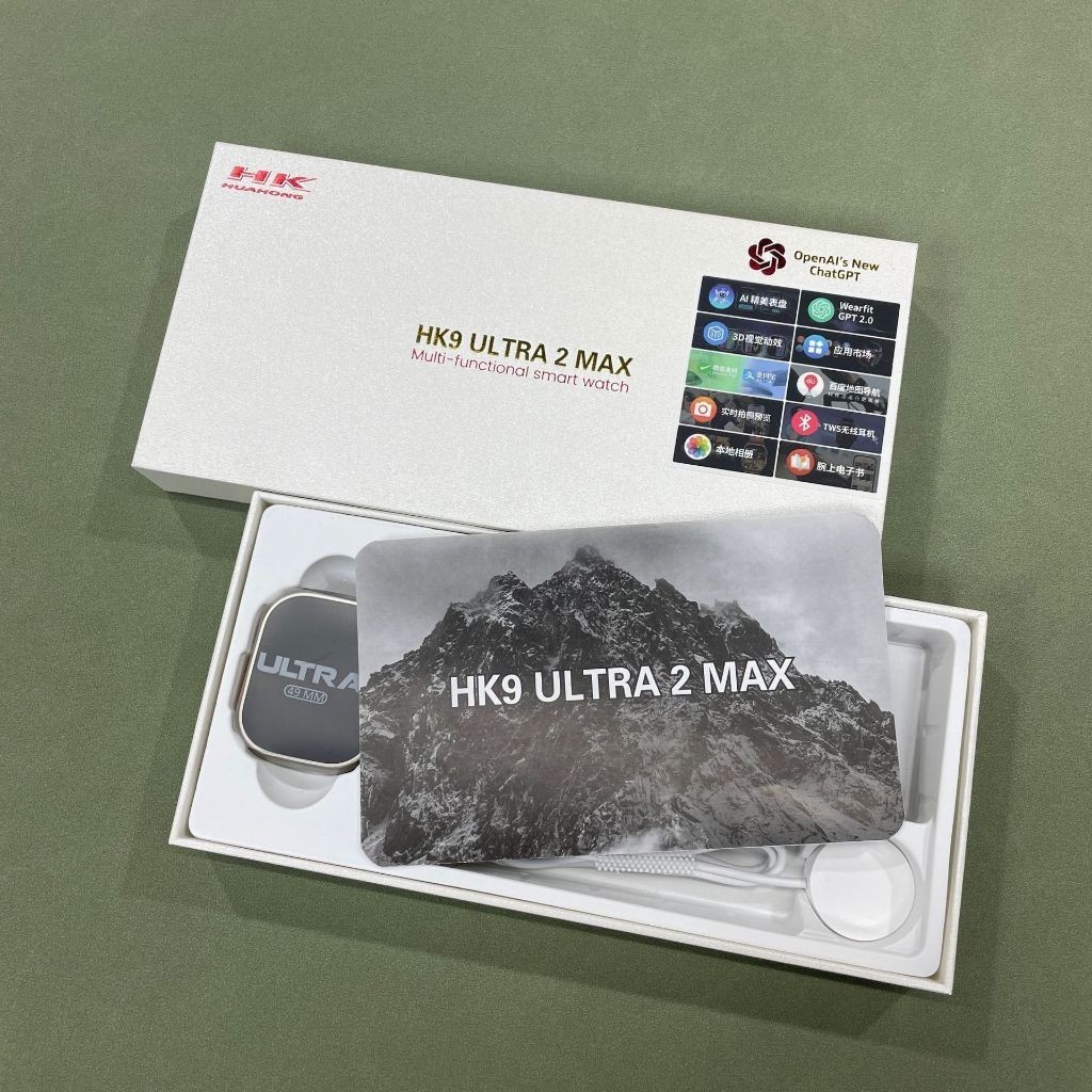 Hk9 Ultra 2 MAX 2.02 AMOLED สมาร์ทวอทช์ผู้ชาย HK9 Ultra 2 อัพเกรด ChatGPT NFC Smartwatch Dynamic Is