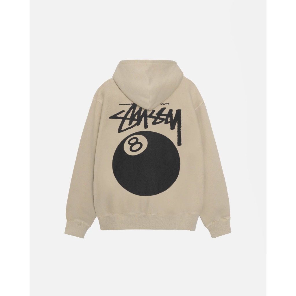 ♞,♘,♙Stussy 8 Ball Pigment Dyed Zip Hoodie แท้ 100% สีดํา lkj