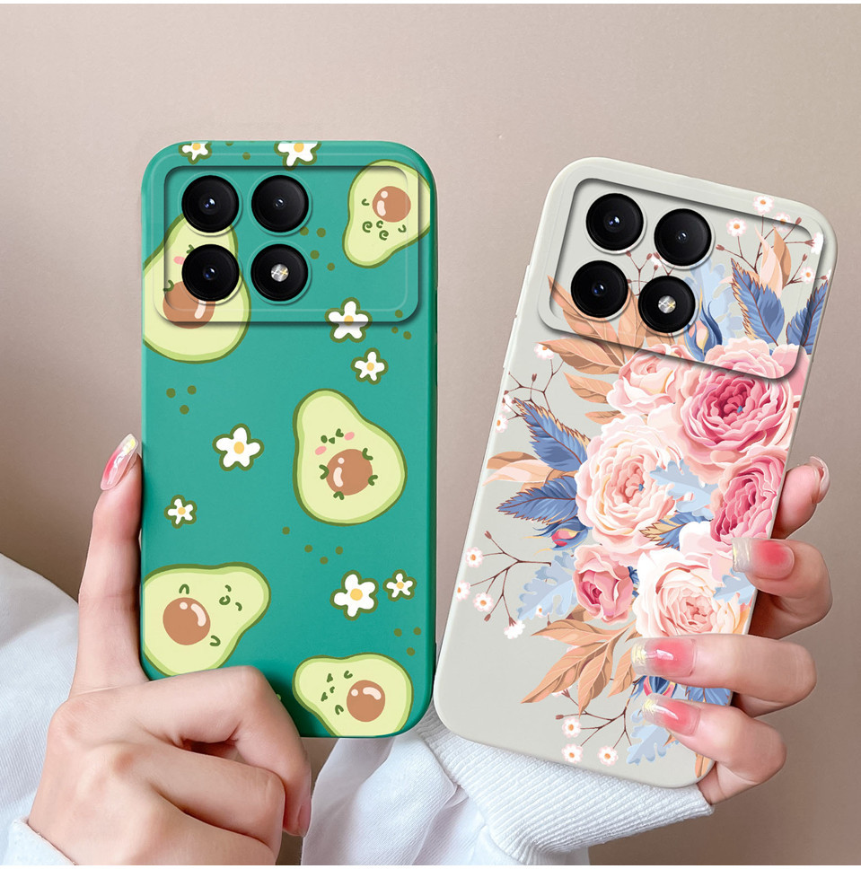 สําหรับ Xiaomi Redmi K70 K70E K70 Pro Poco X6 Pro ปลอกดอกไม้ที่สวยงาม Liquid เคสกันกระแทกสําหรับ Red