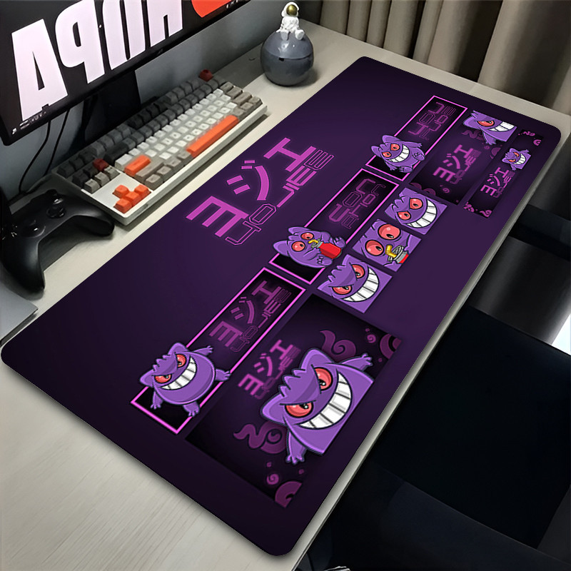 อะนิเมะแผ่นรองเมาส์ขนาดใหญ่สีม่วง Gengar น่ารักแป้นพิมพ์พรมแล็ปท็อปอุปกรณ์เสริมสําหรับเล่นเกม Mousepad Kawaii Gamer Boy โต๊ะ Mat