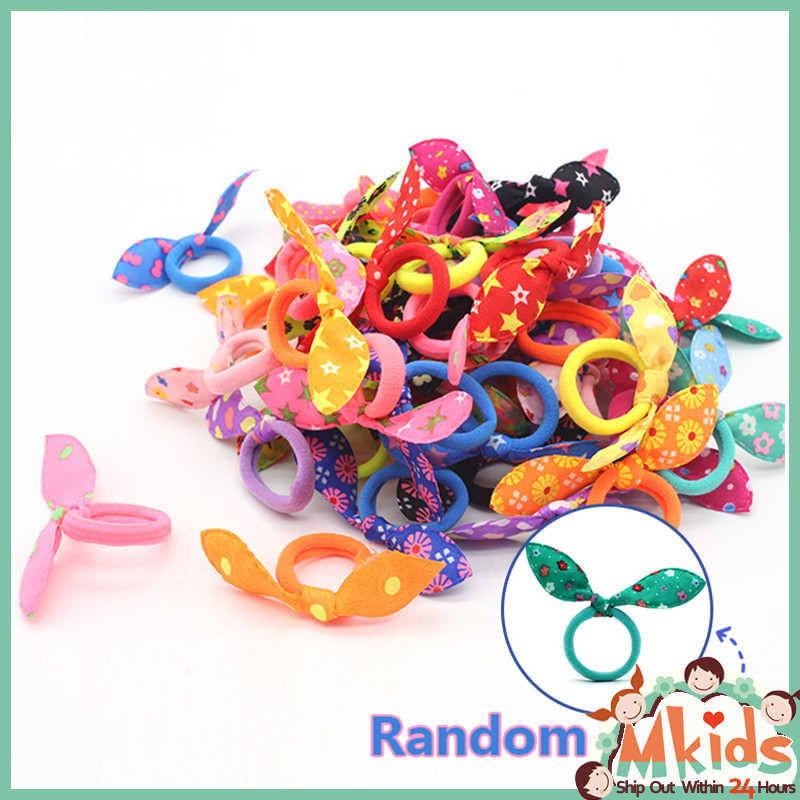 [MKIDS Fashion] ที ่ คาดผมสําหรับเด ็ กน ่ ารักกระต ่ ายหูอุปกรณ ์ เสริมผมสาว Polka Dot ดอกไม ้ ผ ้ าที ่ คาดผม