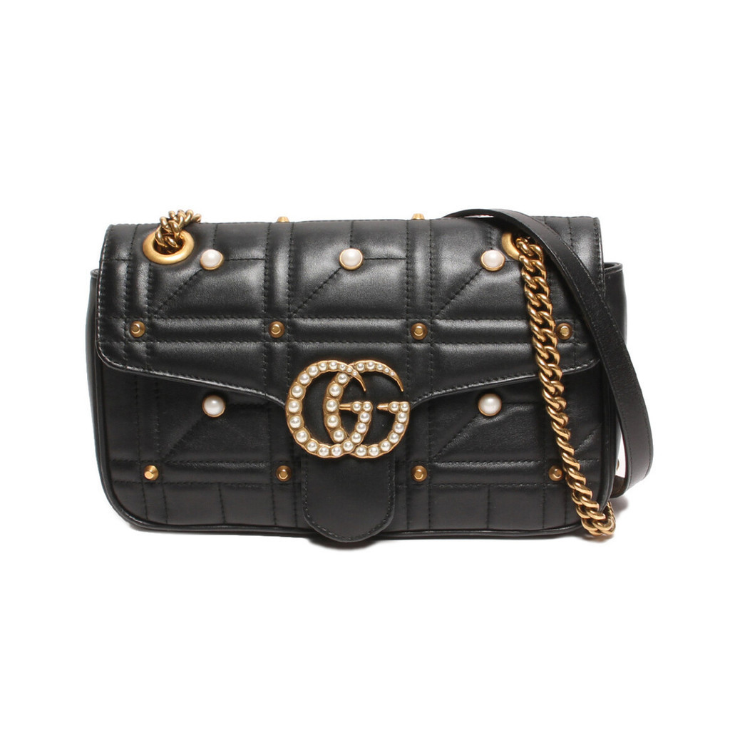 Gucci กระเป๋าสะพายไหล่ GG Marmont Studded Gold Matelasse ผู้หญิง ส่งตรงจากญี่ปุ่น มือสอง
