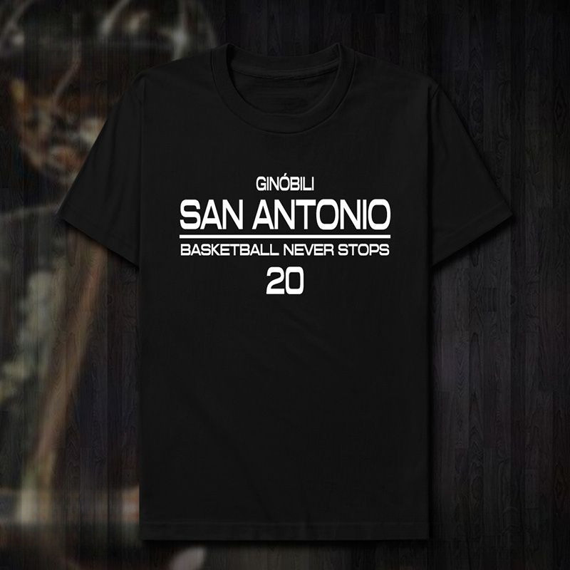 TASK Manu Ginobili Magic Knife เสื้อยืดแขนสั้นผ้าฝ้ายแท้ผู้ชาย Spurs No. 20เสื้อผ้าบาสเก็ตบอลฤดูร้อน