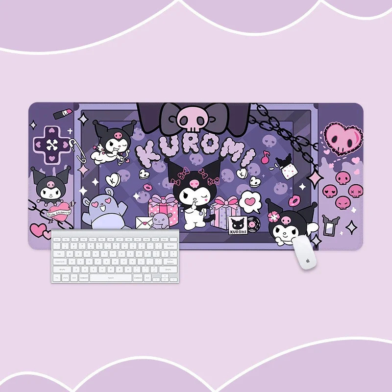 Kuromi แผ่นรองเมาส์ Deskmat Mousepad อะนิเมะ Mat Gamer อุปกรณ์เสริมคอมพิวเตอร์โต๊ะ Pc 900x400 สํานักงานขนาดใหญ่โต๊ะ Mats XXL