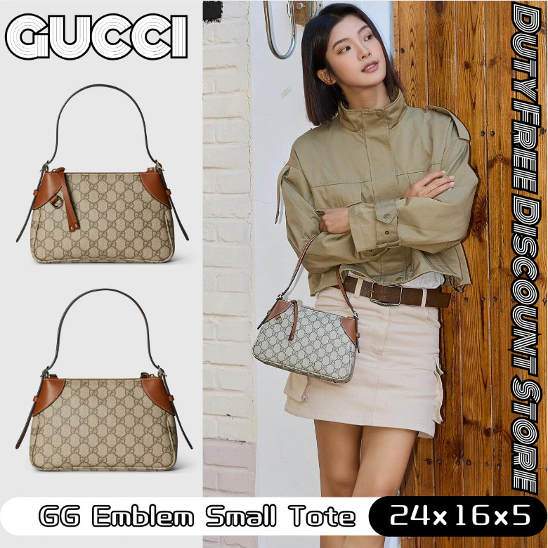 GUCCI GG Emblem Small Women's Tote Bag กุชชี่กระเป๋าสตรีใหม่/กระเป๋าสะพาย/กระเป๋าใต้วงแขน 815218