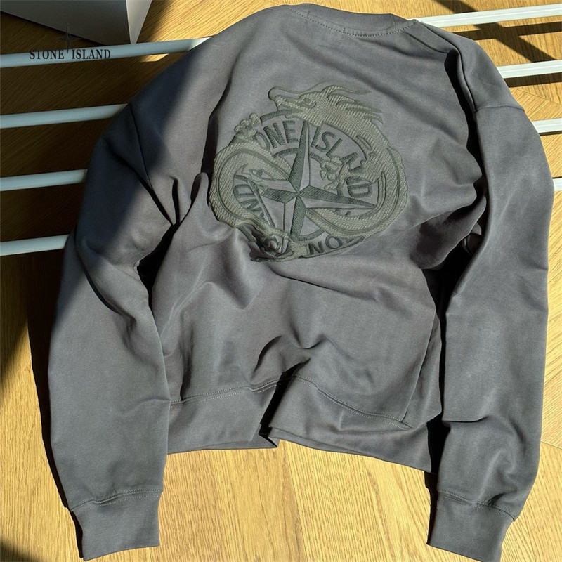 ♞,♘STONE ISLAND เกาะหิน ต้นฉบับ เสื้อสเวตเตอร์ผ้าฝ้ายแท้ จุดต่ําสุด เสื้อเสื้อสเวตเตอร์ลําลองเสื้อส