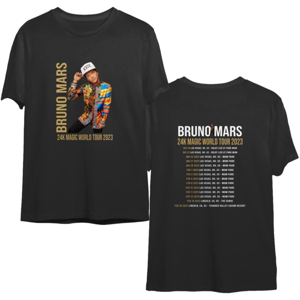 เสื้อยืด พิมพ์ลาย Bruno Mars 24K Magic Tour สําหรับผู้ชาย และผู้หญิง 2023