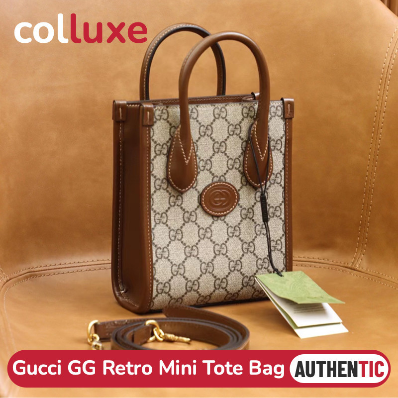 กุชชี่ Gucci GG Retro Mini Tote Bag กระเป๋าสะพายไหล่/กระเป๋าถือ/สุภาพสตรี