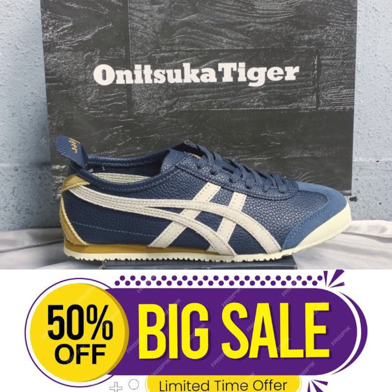 Onitsuka Tiger Mexico 66 รองเท้าผ้าใบ สีขาวกรมท่า