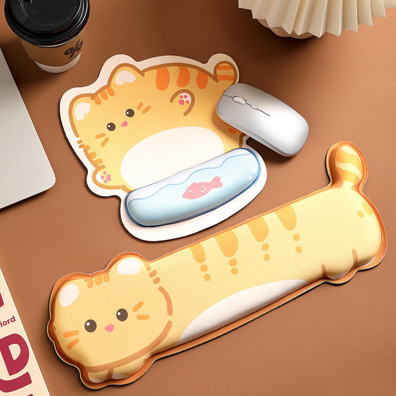แผ่นรองเมาส์แมวน่ารักพร้อมสายรัดข้อมือคีย์บอร์ดรองข้อมือ INS แผ่นรองเมาส์ยางกันลื่นแป้นพิมพ์คอมพิวเตอร์ที่วางมืออุปกรณ์สํานักงาน