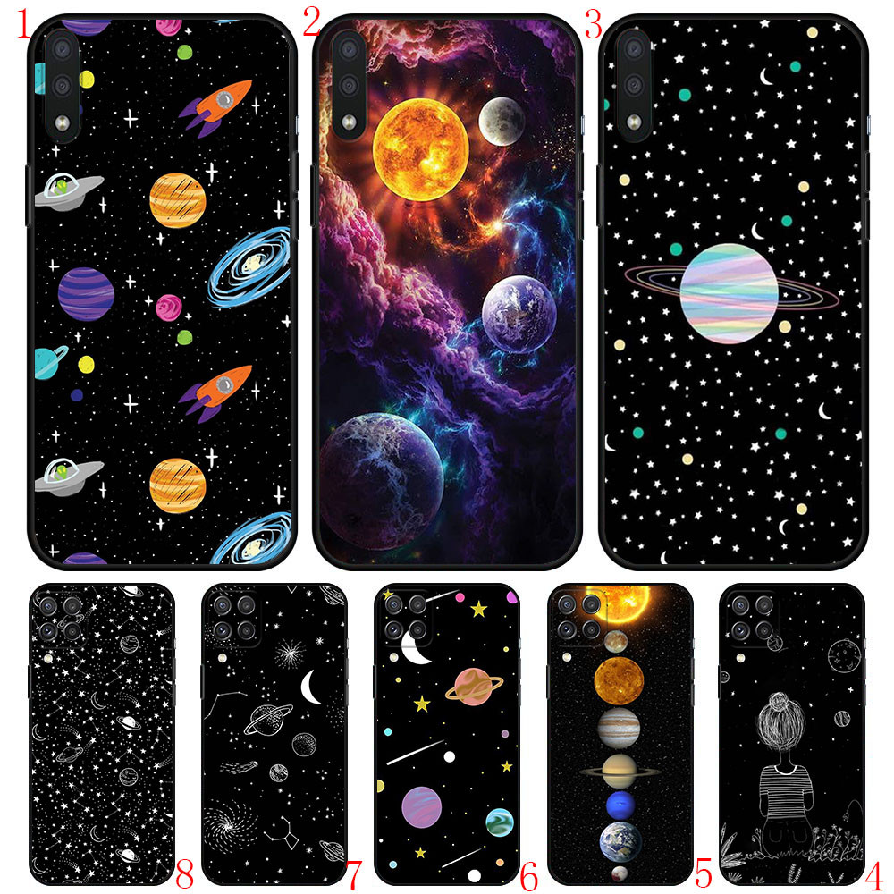 Samsung S22 S23 S30 S24 Plus Ultra L28 Moon Stars Planet เคสสีโทรศัพท์สีดํานุ่ม