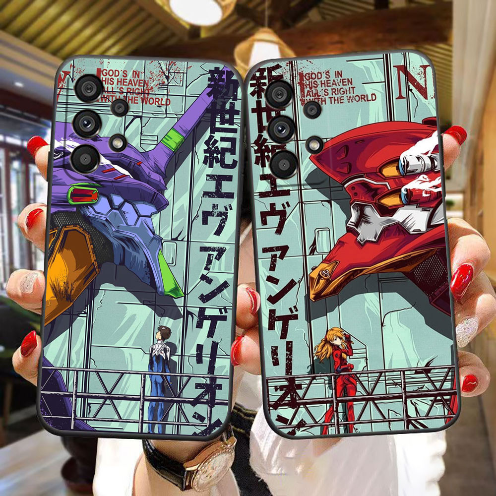 เคสโทรศัพท์มือถือ TPU แบบนิ่ม พิมพ์ลายอนิเมะ Genesis Evangelion สีดํา สําหรับ Samsung Galaxy A90 A80 A73 A71 A70 A60 A54 A53 A52 A51 A50 A42 A34 A33 A32 A31 A30 A24 A23 A22 A21 A20 M22 S 5G