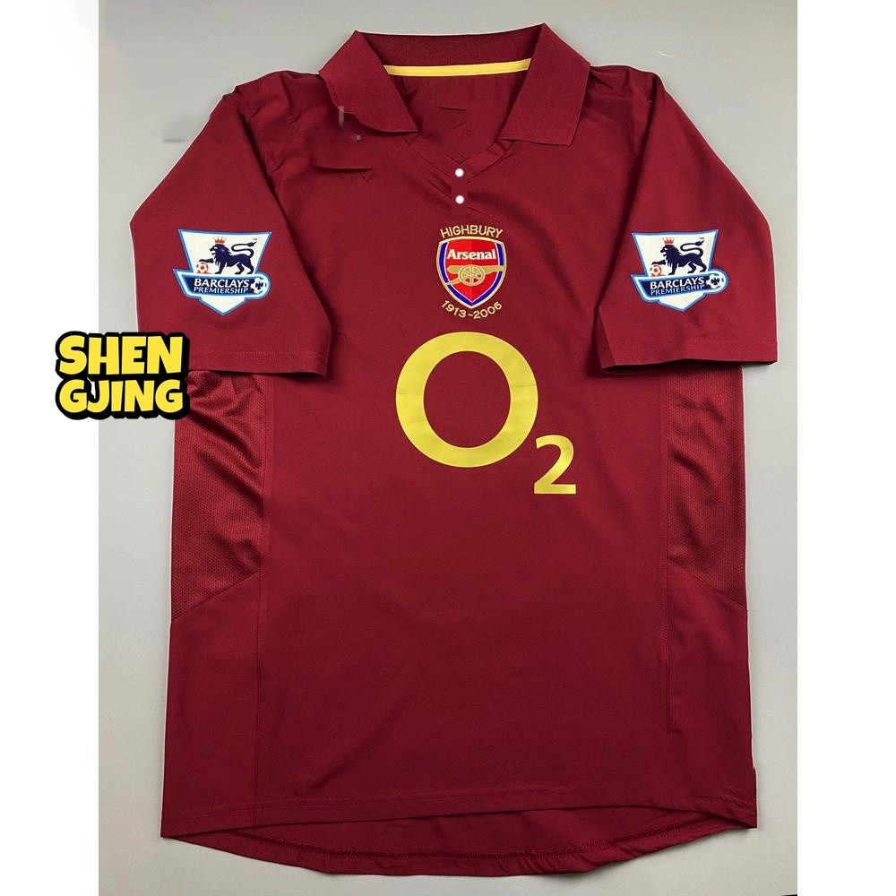 เสื้อบอล ย้อนยุค อาเซนอล เหย้า 2005 Retro Arsenal Home พร้อมเบอร์ชื่อ 14 HENRY อาร์มพรีเมียร์แบบกัมมะหยี่ อำลาไฮบิวรี่