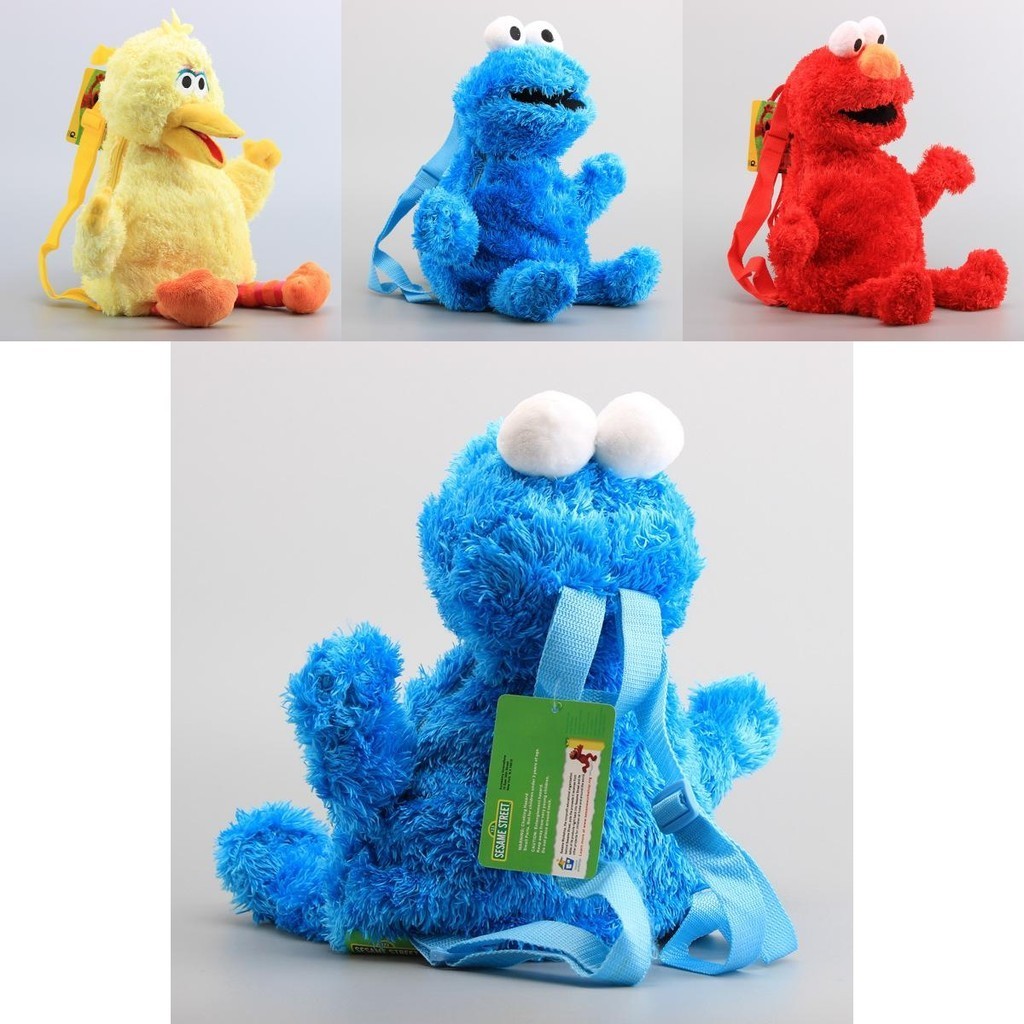 กระเป๋าเป้สะพายหลัง กระเป๋านักเรียน ลายตุ๊กตา Elmo Cookie Monster Big Bird ของเล่นสําหรับเด็ก