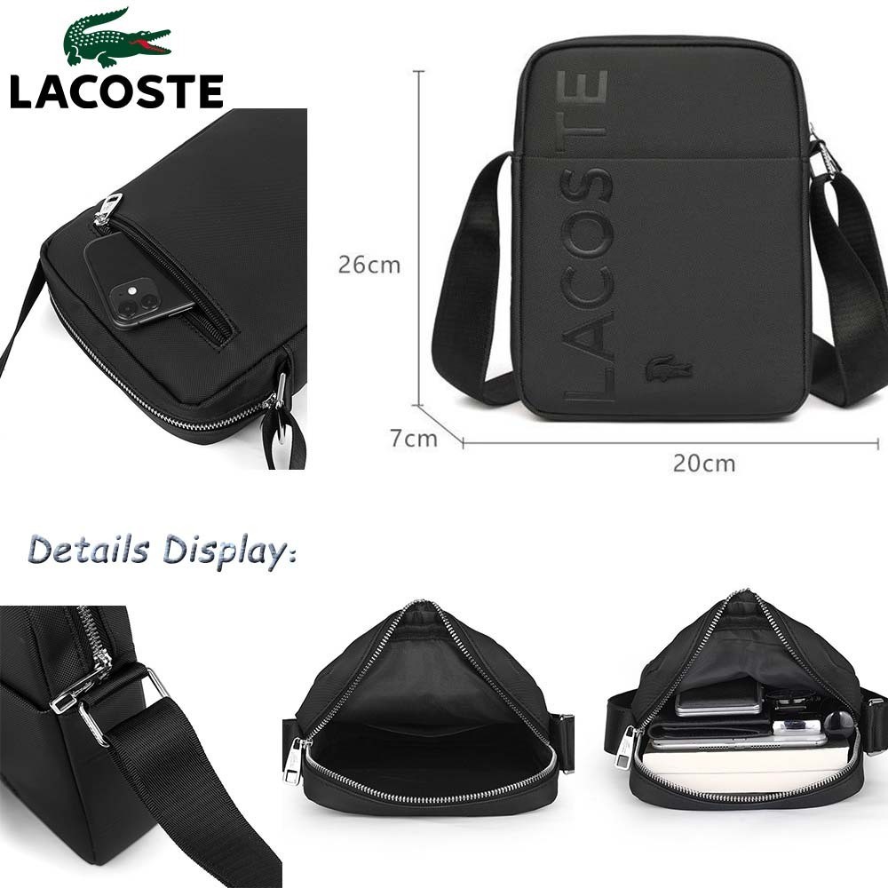 Lacoste ใหม่ กระเป๋าสะพายไหล่ สะพายข้าง ทรงเมสเซนเจอร์ ทนทาน แฟชั่นสําหรับผู้ชาย