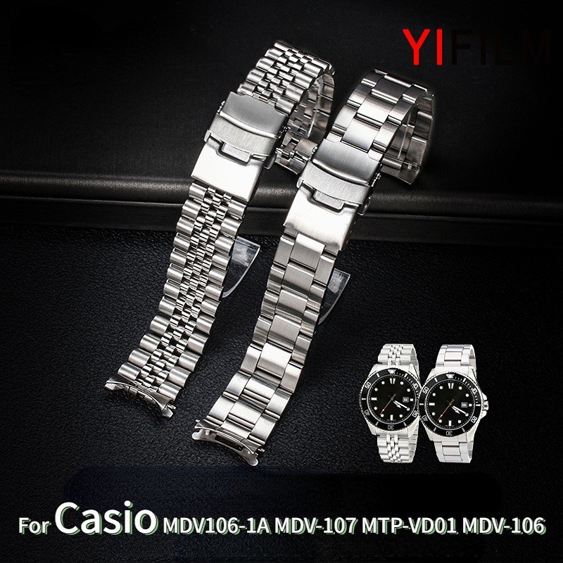 สายนาฬิกาข้อมือ โลหะ 3 แบบ 22 มม. แบบเปลี่ยน สําหรับ Casio Duro Mdv107-1A MDV106-1A