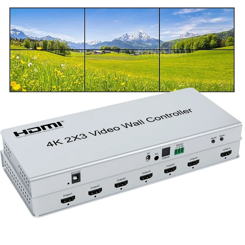 4K HDMI Video Wall Controller 2x3 2x2 1x4 HDMI Wall 6 หน้าจอ Video Wall Stitching โปรเซสเซอร์ TV Spl