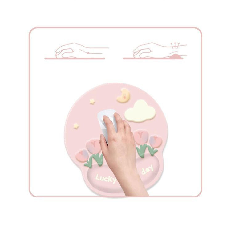 ทิวลิปแผ่นรองเมาส์พร้อมข้อมือสนับสนุนแป้นพิมพ์แผ่นรองข้อมือการ์ตูนยาง ม แผ่นรองเมาส์ กันลื่นแป้นพิมพ์คอมพิวเตอร์ที่วางมืออุปกรณ์สํา