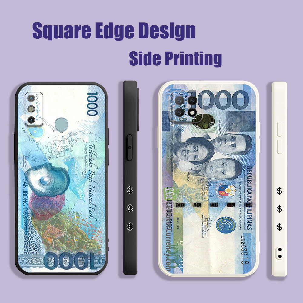 เคสสําหรับ iPhone 11 Pro Max 12 6 6s Plus SE เงิน 1000 peso IAS08 เคสโทรศัพท์ขอบสี่เหลี่ยม