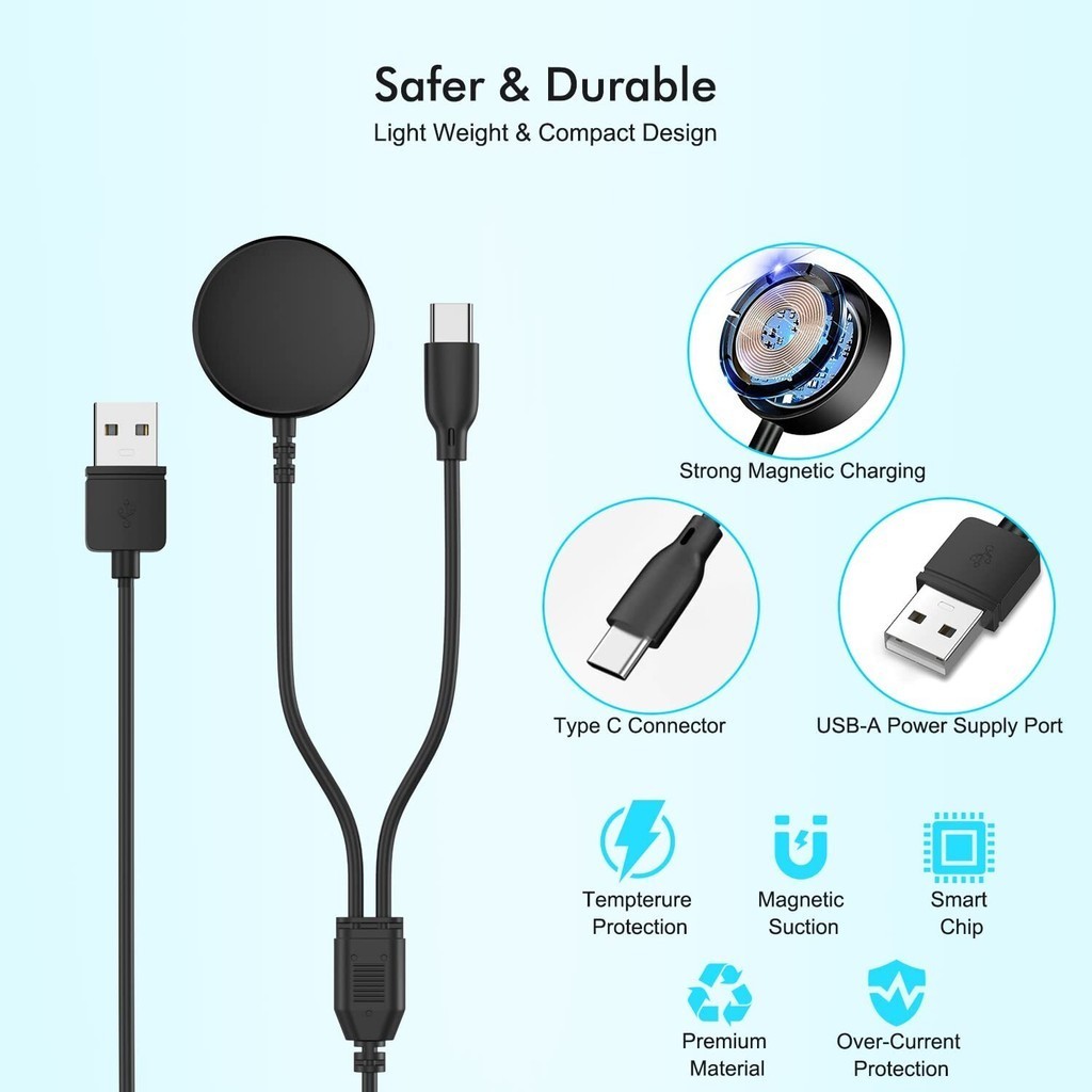 Usb C Charger สําหรับ Samsung Galaxy Watch 7 40 มม.44 มม. FE Ultra 2 in 1 ประเภท C USB สาย 3.94 fit สําหรับ Galaxy Watch 5 Pro/5/4 /4 คลาสสิก Galaxy S22/21