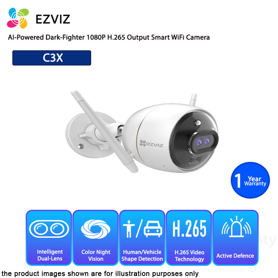 Ezviz C3X Cloud AI-Powered Dark-Fighter Night Vision FHD 1080P 2MP กล้อง WiFi กลางแจ้ง - FOC Cloud Storage