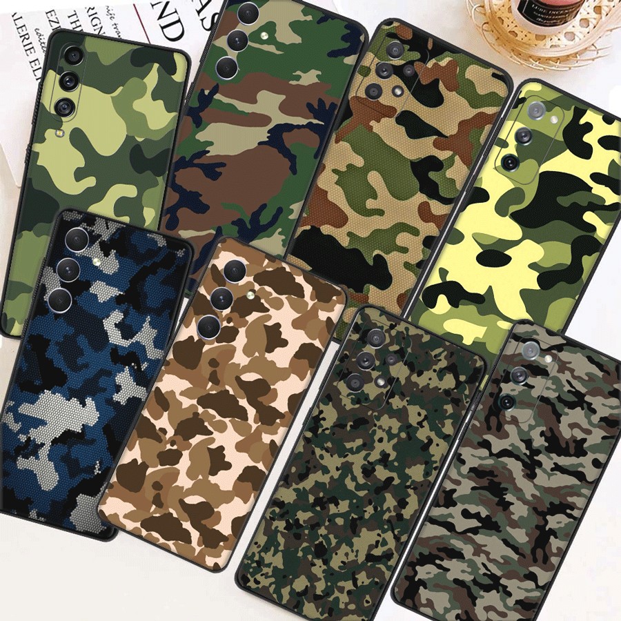 เคสโทรศัพท์มือถือ TPU ลายพรางทหาร สีดํา สําหรับ Samsung A70 A11 A12 4G A21S A22 4G A22 5G