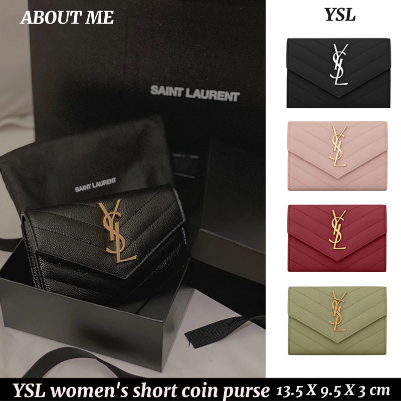 ♞,♘Hot Yves Saint Laurent Wallets กระเป๋าสตางค์ผู้หญิง กระเป๋าสตางค์ใบสั้น แซงต์โลร็องต์ 414404 YSL