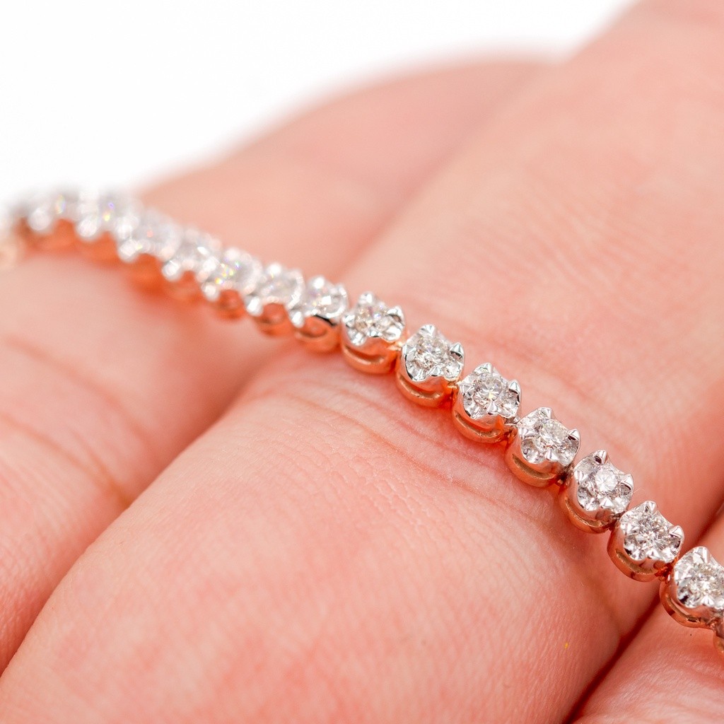 Happy Jewelry สร้อยข้อมือเพชรแถวสวยพริ้ว เพชรเม็ดละ 5 ตัง กำไลเพชรแท้ ทองแท้ 37.5% (9K)BL111