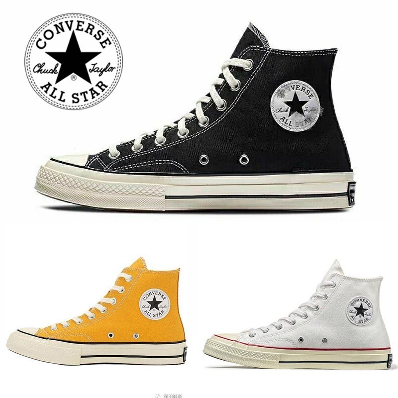 ♞,♘รองเท้าผ้าใบ Converse Chuck Taylor All Star 70 hi Converse 1970s สีดํา สีขาว