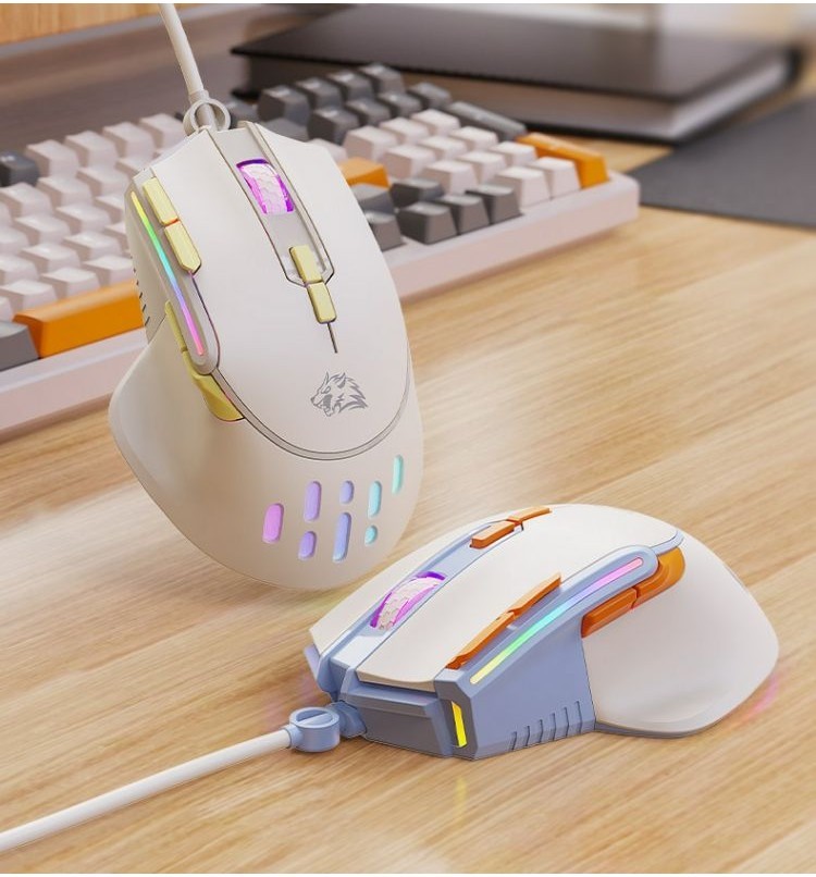 Freewolf M2 เมาส์สำหรับเล่นเกม RGB Luminous Notebook Universal E-Sports Macro Definition ปุ่มแบบมี