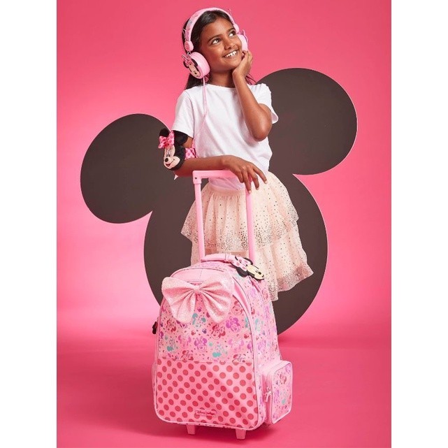 Smiggle MINNIE MOUSE กระเป๋าเป้สะพายหลัง พร้อมล้อเลื่อน น้ําหนักเบา