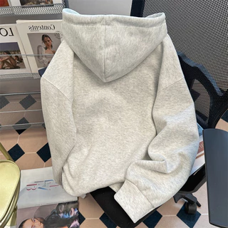 Solovely M-2XL โอเวอร์ไซส์ เสื้อฮู้ด ผู้หญิง สไตล์เกาหลี งานปัก แขนยาว แจ็คเก็ต