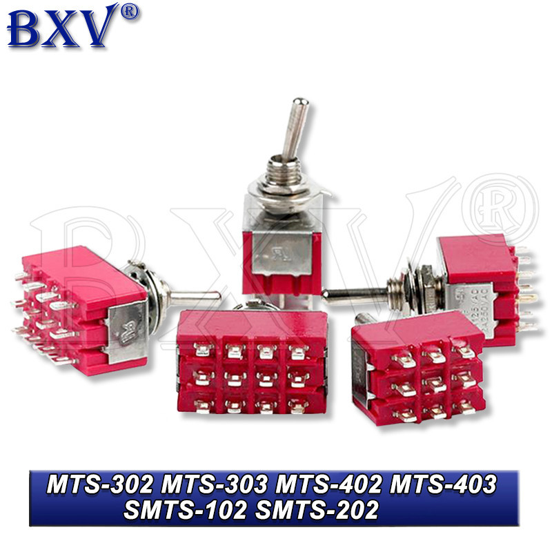 สวิตช์สลับ 6A 125VAC SMTS-102 3Pin Mini 6 มม. 9pin 12pin MTS-302 MTS-303 MTS-402 MTS-403 เปิดปิด SPDT DPDT เปิดปิด SMTS-202 1 ชิ้น