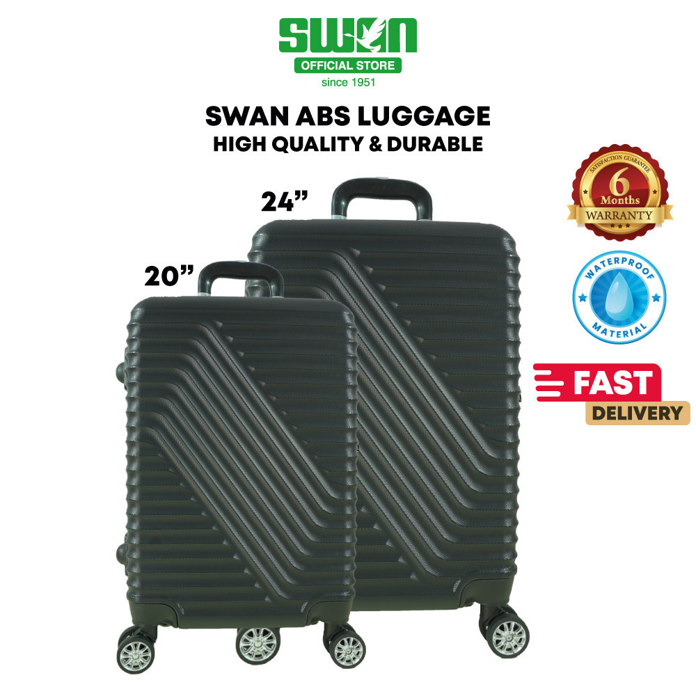 Swan กระเป๋าเดินทาง ABS 20 นิ้ว 24 นิ้ว สีดํา