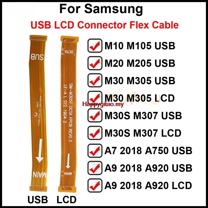 Hapmy- เมนบอร์ดหน้าจอ LCD เชื่อมต่อสายเคเบิลอ่อน สําหรับ Samsung Galaxy M30s M30 M20 M10 A9 A7 2018 M307 M305 M205 M105 A750 A920