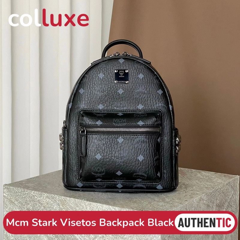 ♞กระเป๋า MCM Mini Stark Visetos Side Studded Backpack Black #Mini #Small #Medium กระเป๋าเป้ Visetos