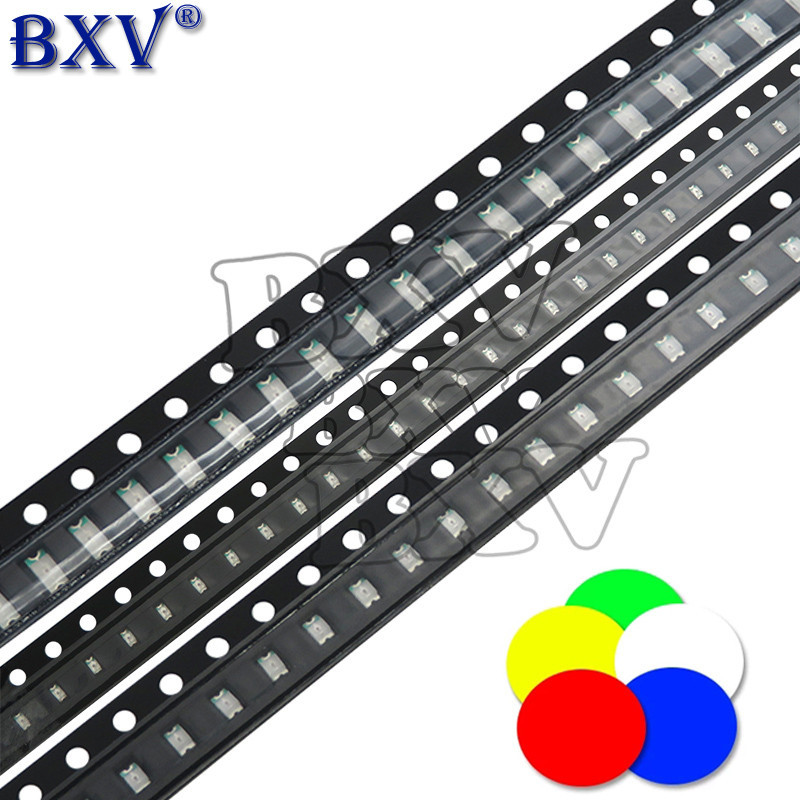 ชุดไดโอดเปล่งแสง Led 0402 0603 0805 1206 1210 SMD สีแดง สีเหลือง สีเขียว สีขาว สีฟ้า 100 ชิ้น