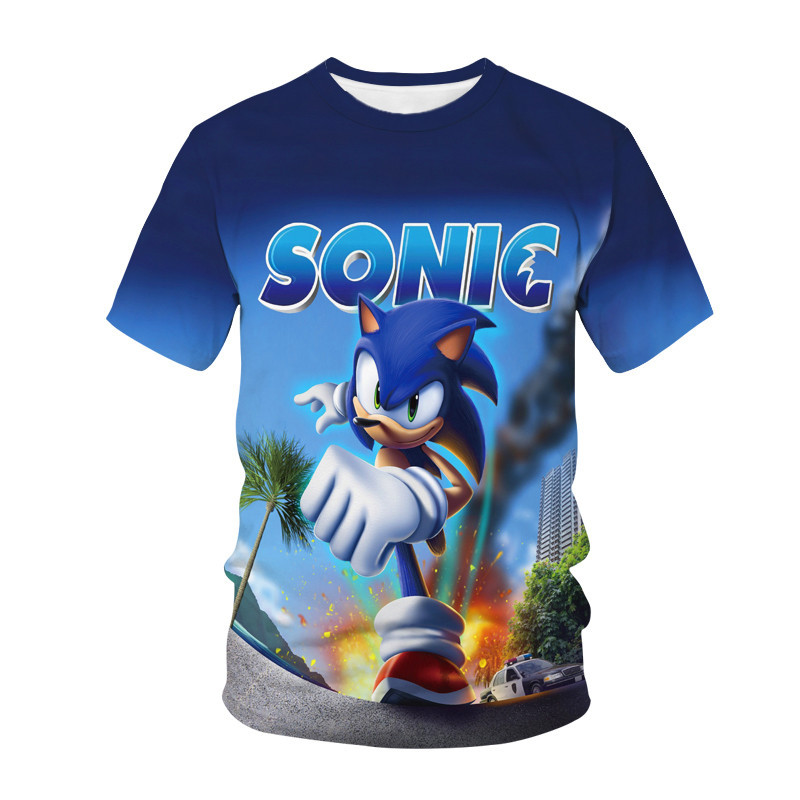 เสื้อยืดคอกลม แขนสั้น พิมพ์ลาย Sonic The Hedgehog Game 3 มิติ สไตล์ฮาราจูกุ แฟชั่นฤดูร้อน สําหรับผู้ชาย และผู้หญิง