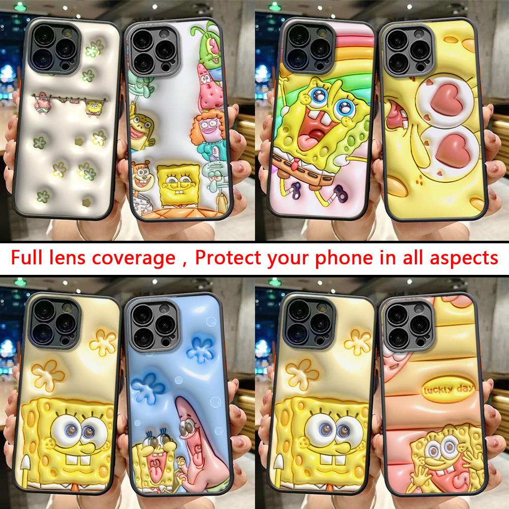 สําหรับ iPhone 11 Pro Max 14 Plus dull polish เลนส ์ ป ้ องกัน soft Case G93 ✺ SpongeBob การ ์ ตูน