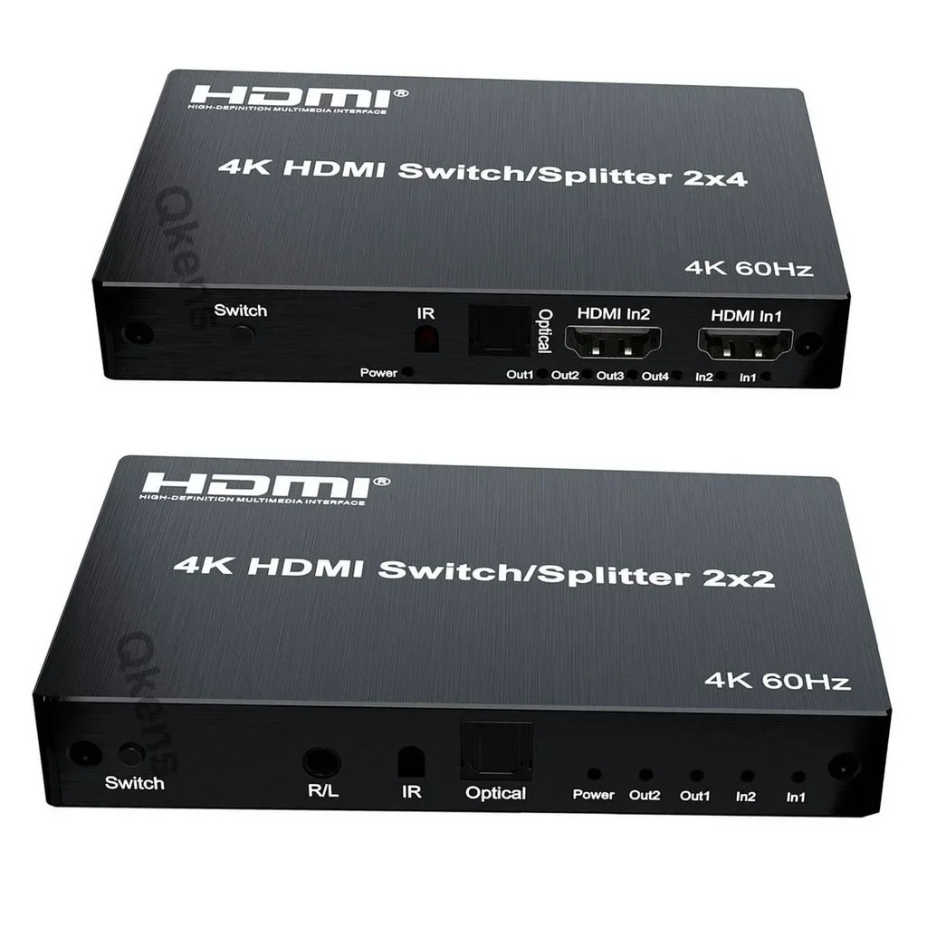 4K 60hz 2x2 HDMI Switch Splitter 2 in 2 4 Out 2x4 HDMI Switcher 3.5mm Audio Extractor Video Converte