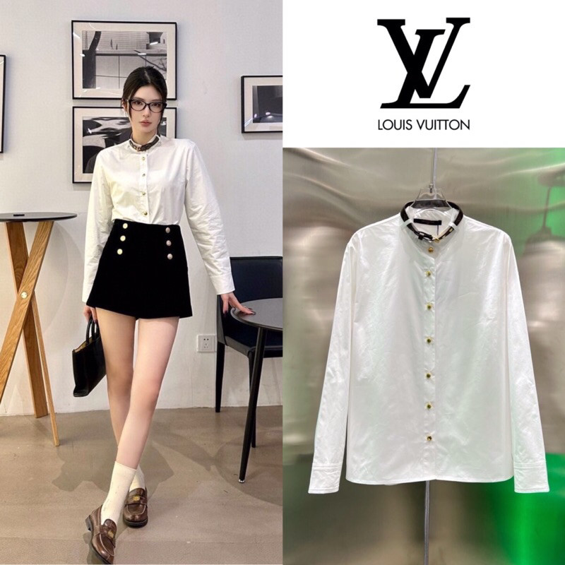 ♞,♘,♙เสื้อเชิ้ตเข็มขัดแขนยาว Louis Vuitton Monogram Shirt bvc