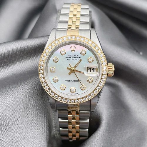 Rolex Rolex Ladies Watch 26MM Gold Automatic Machinery 69173 ด้านหลังเพชรด้านหลังแหวน