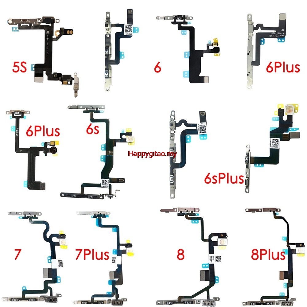 Ebemy-power ปุ่มปรับระดับเสียง Mute สวิทช์แสงแฟลช Flex Cable สําหรับ iPhone 5s 6 6Plus 6s 6sPlus 7 7Plus 8 8 Plus