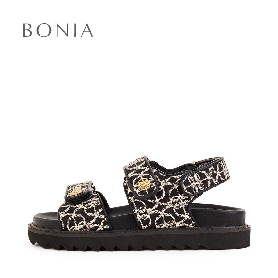 Bonia รองเท้าแตะ ส้นแบน สีดํา