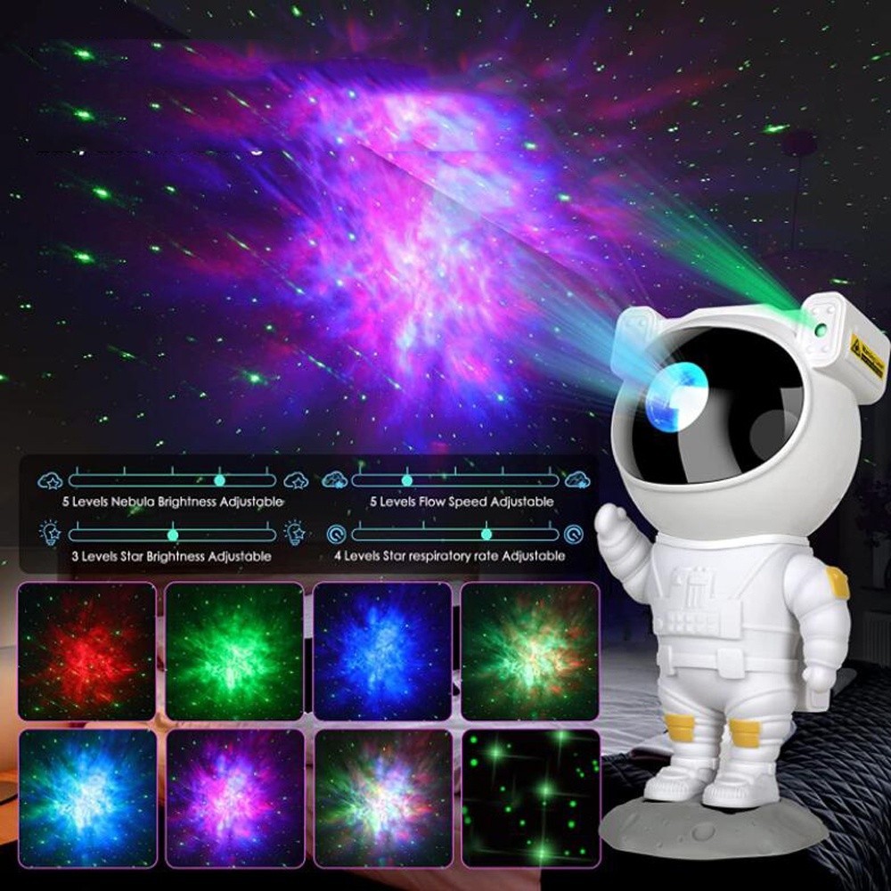 Galaxy Light Projector Star Night Light โคมไฟนักบินอวกาศ, Home Room Decor โคมไฟตั้งโต๊ะตกแต่งห้องนอน, ชาร์จ USB + ตัวควบคุม