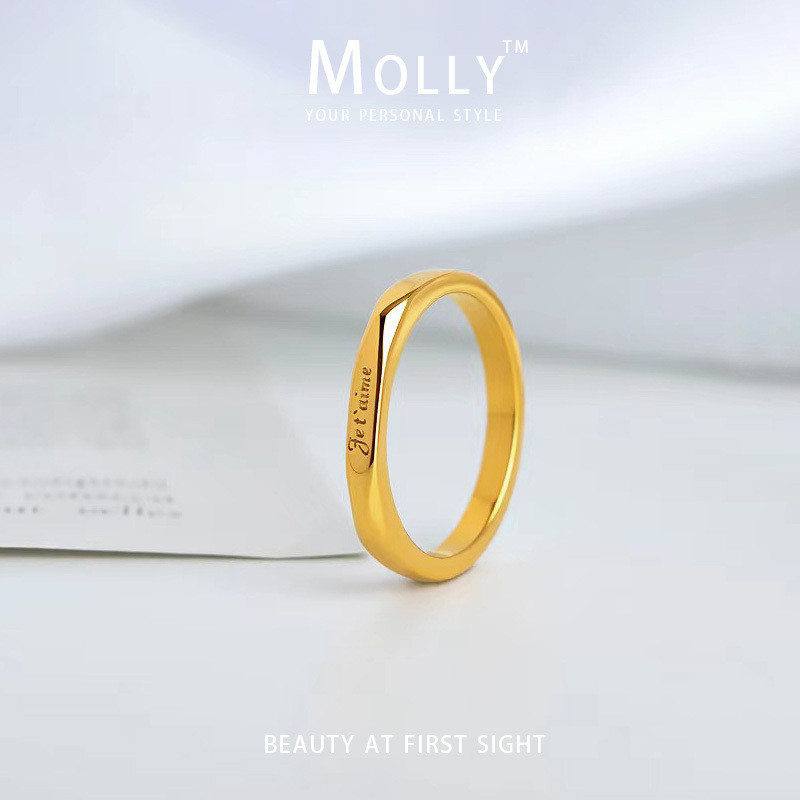 สแตนเลส Jet aime แหวนผู้หญิง Non Fade Gold Plated Hypoallergenic Non Tarnish Minimalist แฟชั่นเครื่องประดับ