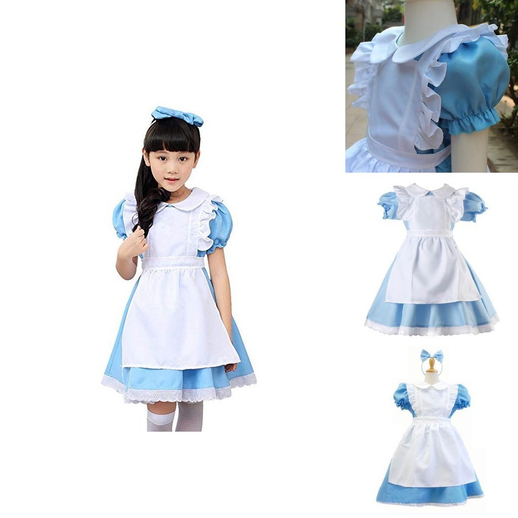 ชุดคอสเพลย์ ชุดแม่บ้าน แฟนซี Alice In Wonderland สไตล์โลลิต้า สําหรับปาร์ตี้ฮาโลวีน