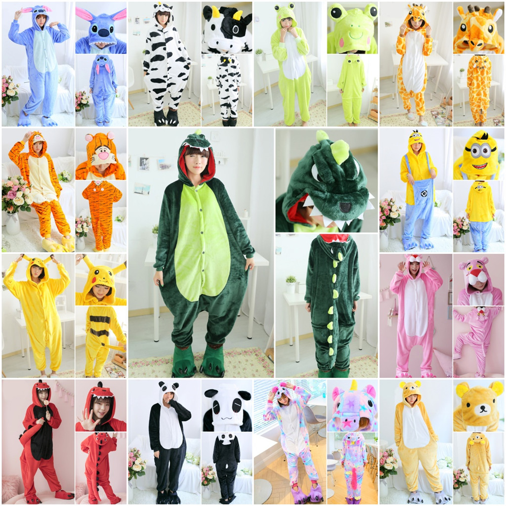 Kigurumi ไดโนเสาร์ Stitch กบเสือการ์ตูน Onesies เด็กสัตว์ Jumpsuit หญิงเด็กคอสเพลย์ชุดนอนชุดคอสเพลย์